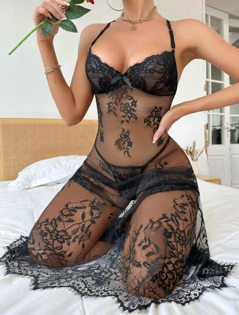 ⁦لانجيري قطعتين شفاف اخضر غامق⁩ - الصورة ⁦3⁩